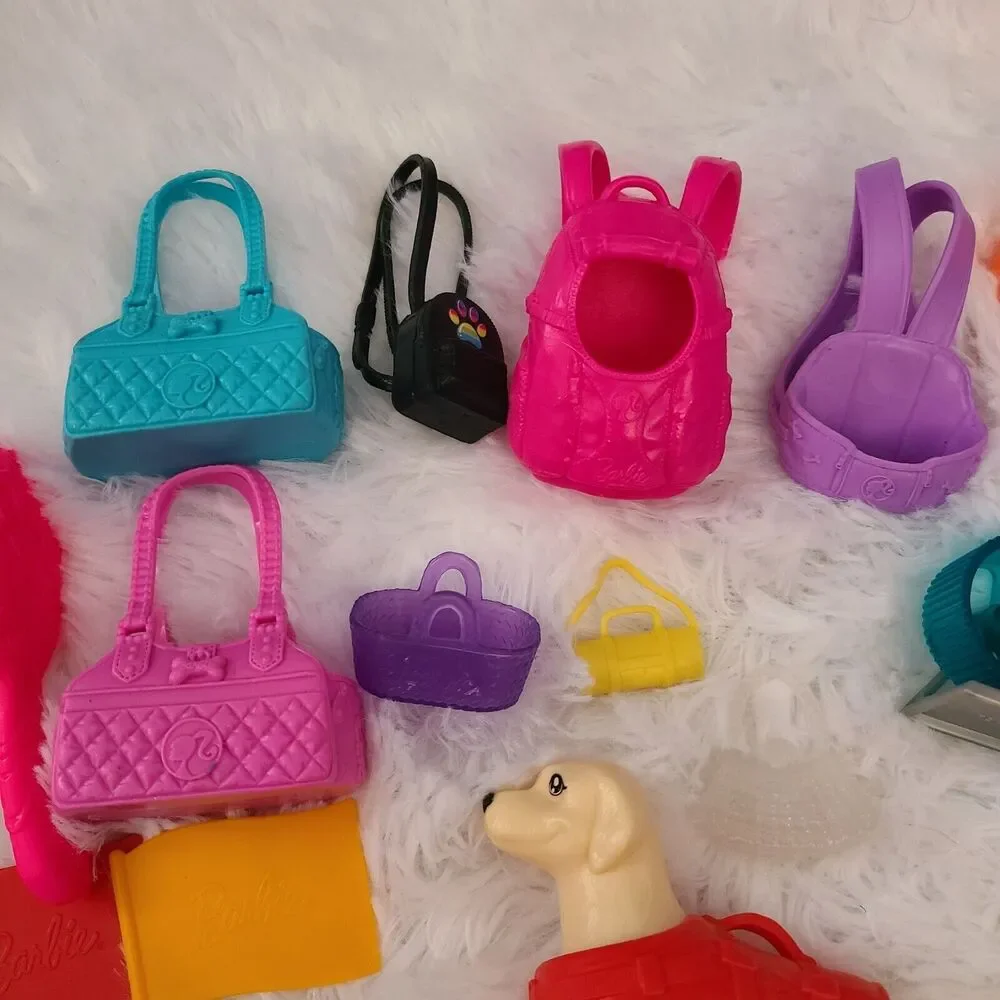 Barbie Doll Pet And Accessories Lot Pet Carrier Puppy Bed + More Dog Cat Monkey